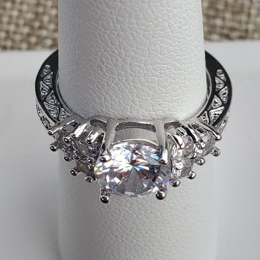 White Gold Diamond Trilogy Ring - image 4